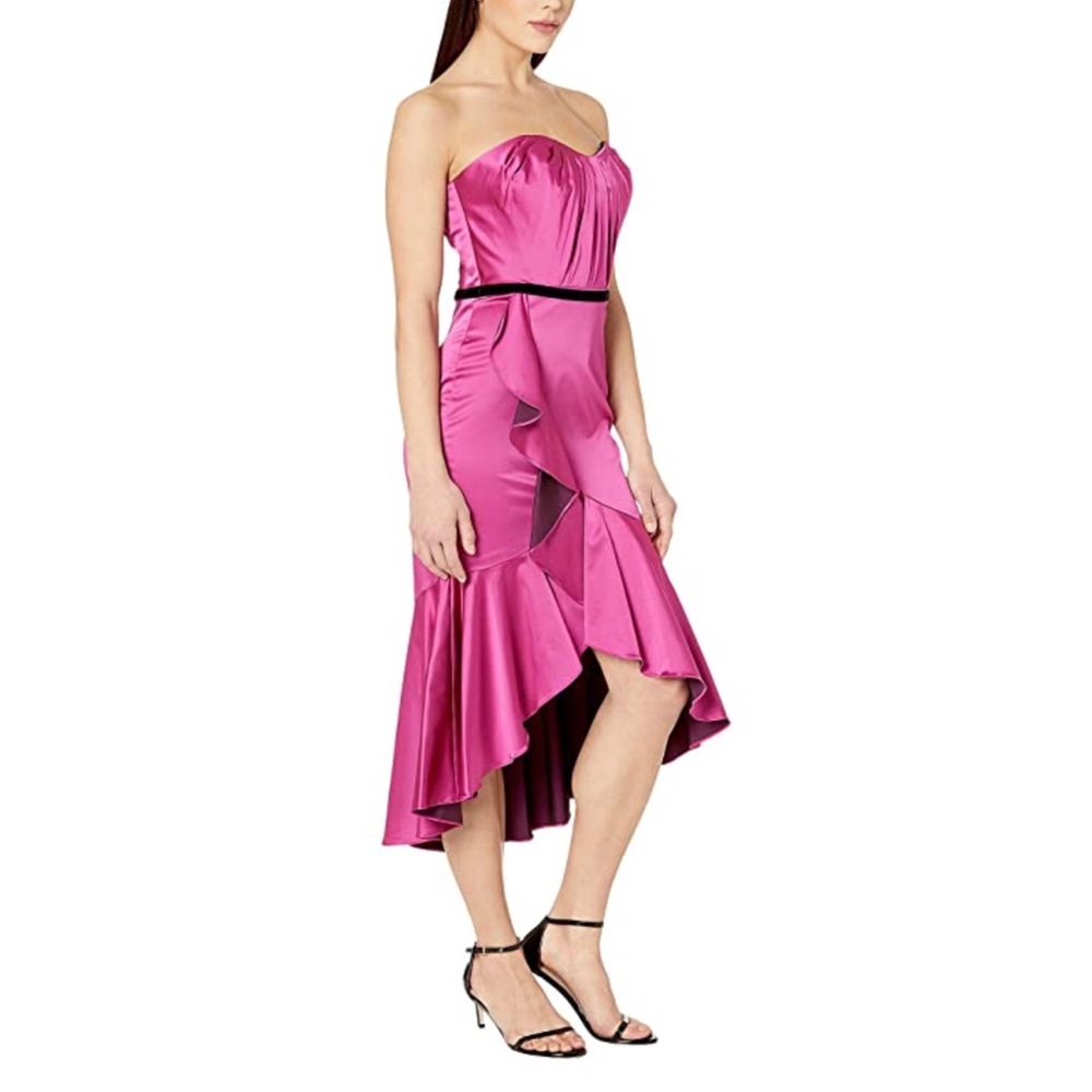 Marchesa NWT, ruffle, hi-low cocktail dress - Picture 2 of 6